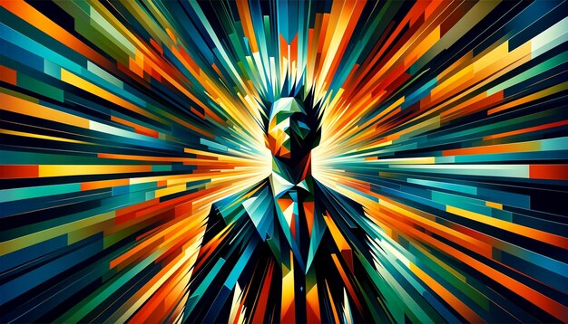 Photo vibrant abstract suit portrait dynamic and saturated