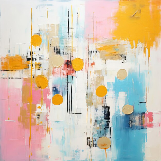 Premium Photo  Vibrant Abstractions Exploring Joyful Colors with Gold Accents in Abstract Painting