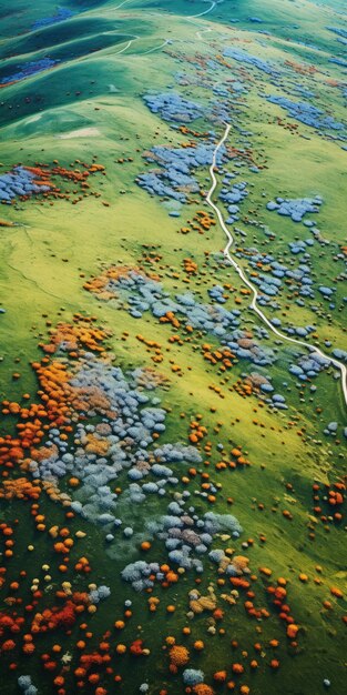 Foto vibrante vista aerea dei fiori colorati del paesaggio australiano