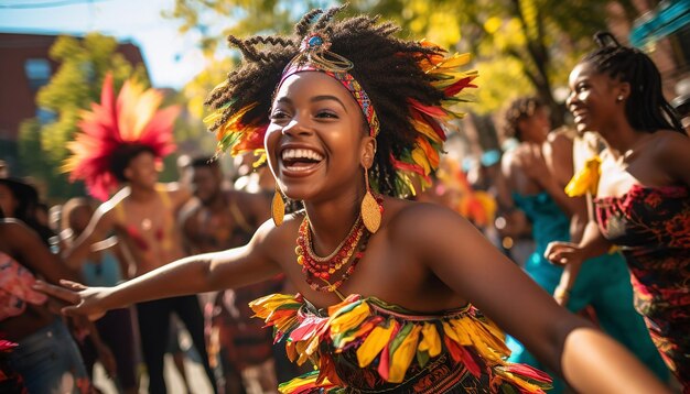 Photo a vibrant african american street festival celebrating black history month capturing the energy