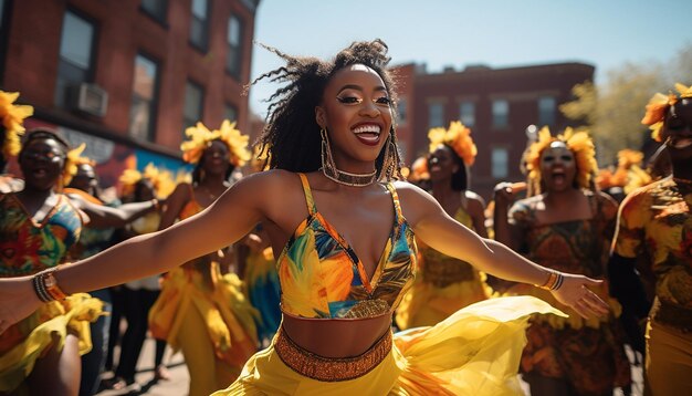 Photo a vibrant african american street festival celebrating black history month capturing the energy