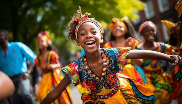 A vibrant african american street festival celebrating black history month capturing the energy