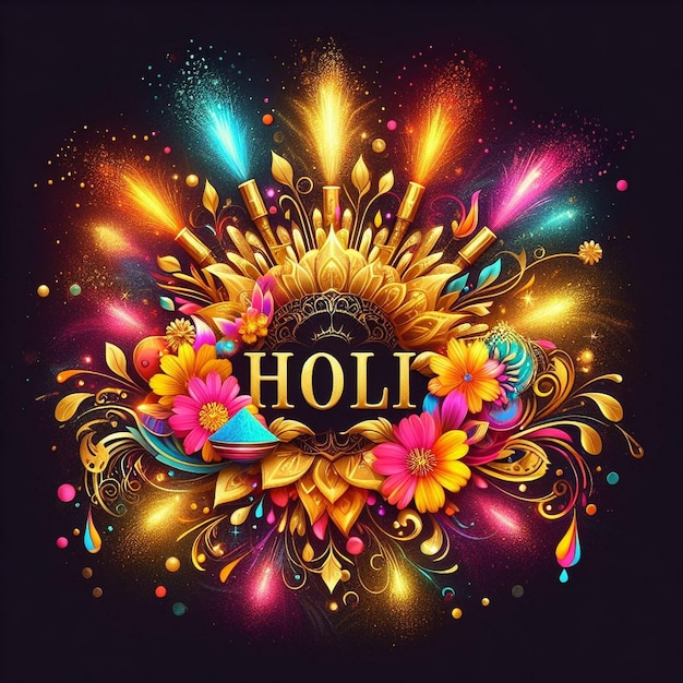 사진 화려하고 다채로운 holi 배경은 눈알이나 별이 ai로 생성 된 색의 파우더로