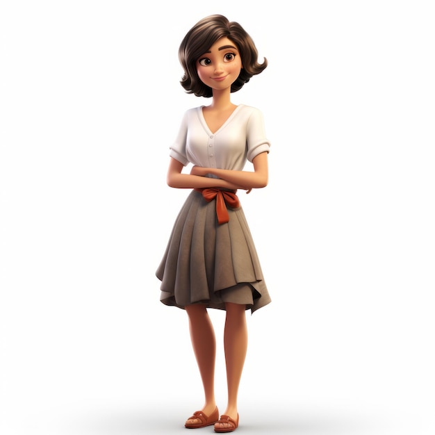 Vibrant Animated Girl In Realistic Dress A Pioneer In Animated Films