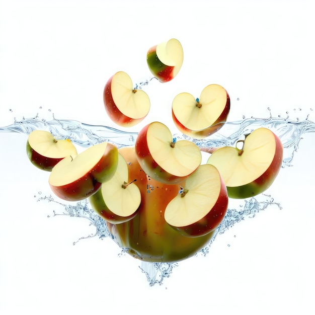 Vibrant Apple in a Splash of Refreshment Generative AI