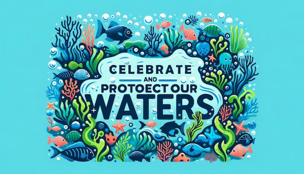 活気のある水生生物保護 世界水の日 バナー