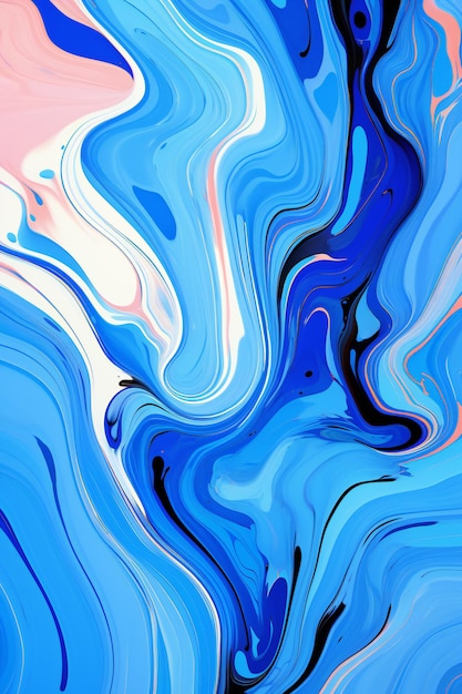 Vibrant Aquatics Abstract Blue Liquid Paint Wallpaper