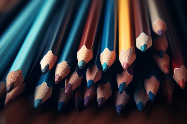 Vibrant arrangement of colored pencils Generative AI