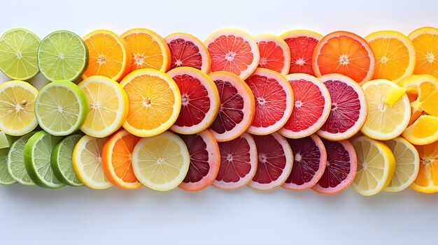 Photo vibrant array of citrus fruit slices