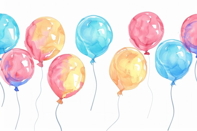 Vibrant Array Multicolored Balloons on a Clean White Canvas