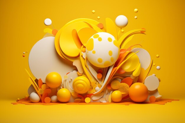 Vibrant artistic expression a captivating 32 composition on a sunny yellow background