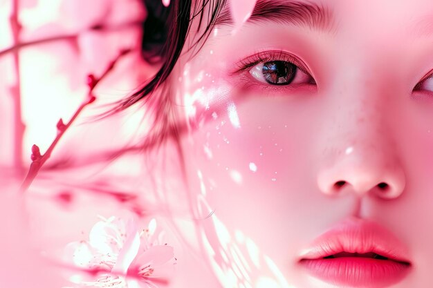 Foto ragazza asiatica vivace rosa generate ai