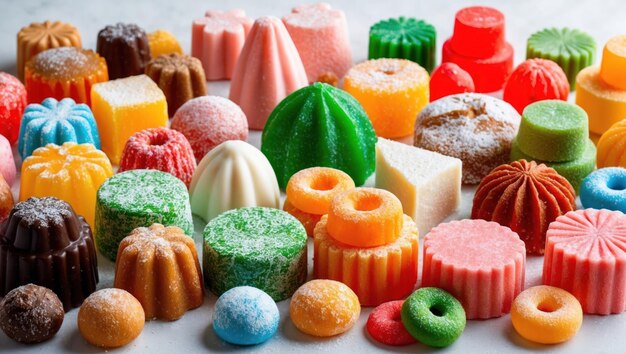 Photo a vibrant assortment of colorful candies perfect for celebrations