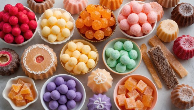 Photo a vibrant assortment of colorful candies perfect for celebrations