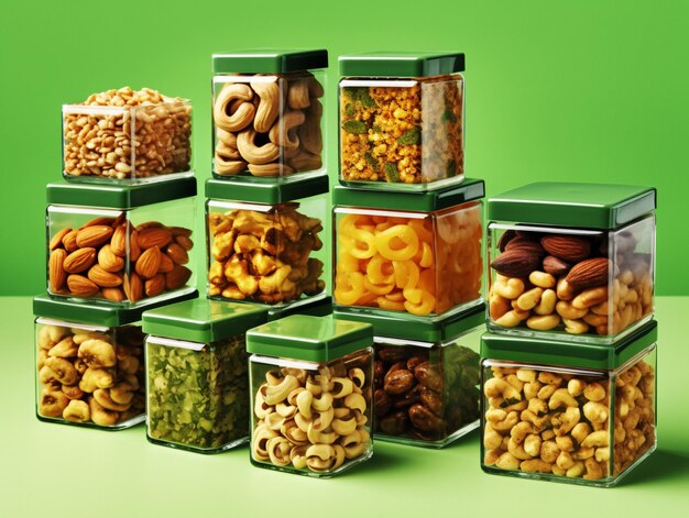 Vibrant Assortment of Deliciously Prepared Food in Various Containers on Table Generative AI