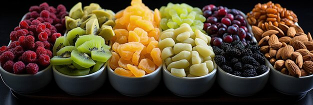 vibrant assortment of fresh and dried fruits presented in full HD