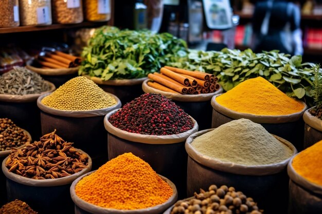 Vibrant Assortment of Spices and Herbs Generative AI