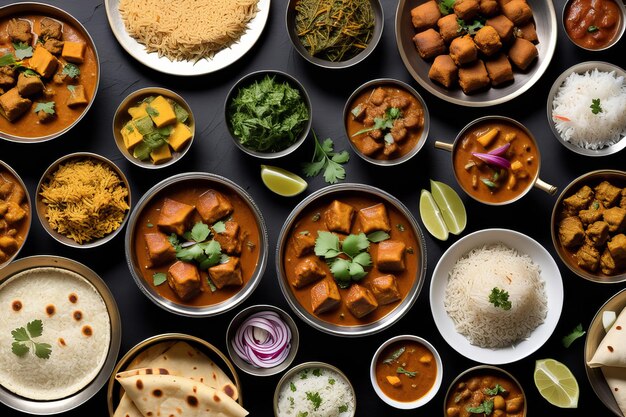 Photo vibrant assortment of traditional indian cuisine delights