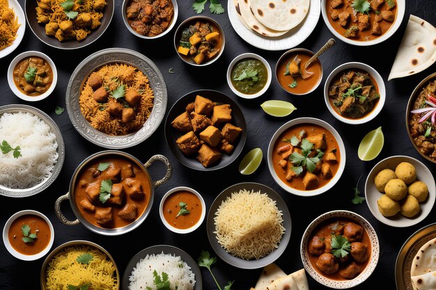 Photo vibrant assortment of traditional indian cuisine delights