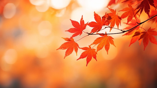 活発な秋の葉っぱ 魅力的な秋の赤い葉の枝のストック画像 AIによって生成された