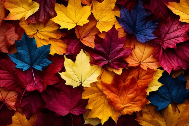 Vibrant Autumn Foliage A MultiColored Leaves Background