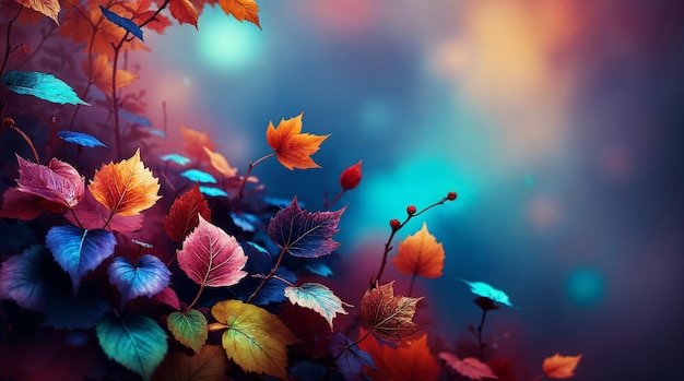 vibrant autumn foliage with bokeh effect