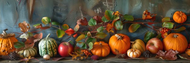 Vibrant Autumn Harvest and Thanksgiving Panorama