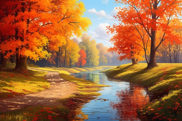 Vibrant Autumn Landscape Unveiling Glorious Foliage Unveiling an Indian Summer Paradise AR 32