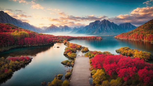 Vibrant Autumn Landscape with Dramatic Sky