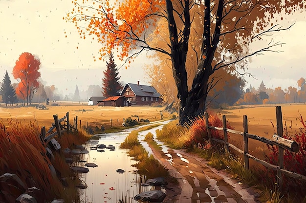 Vibrant Autumn Landscape with Trees and Foliage