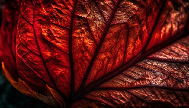 写真 ai が生成した鮮やかな紅葉の葉脈が自然の美しさを表現