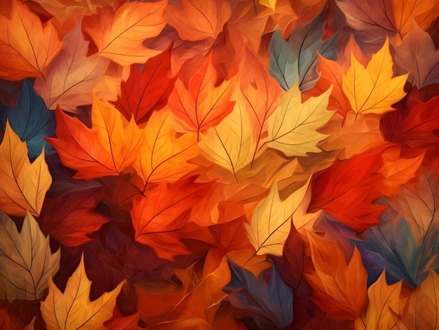 Vibrant autumn leaves in abstract stunning image