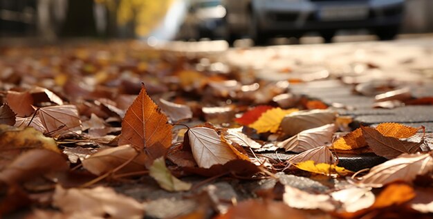 写真 活気のある秋の葉はaiによって生成されたカラフルな森のシーンを作成します