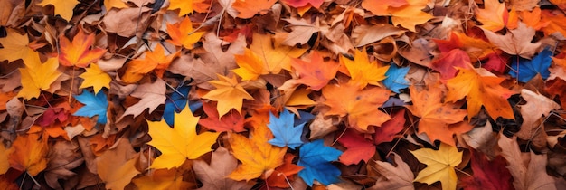 Vibrant Autumn Leaves Creating A Colorful Carpet In The Forest