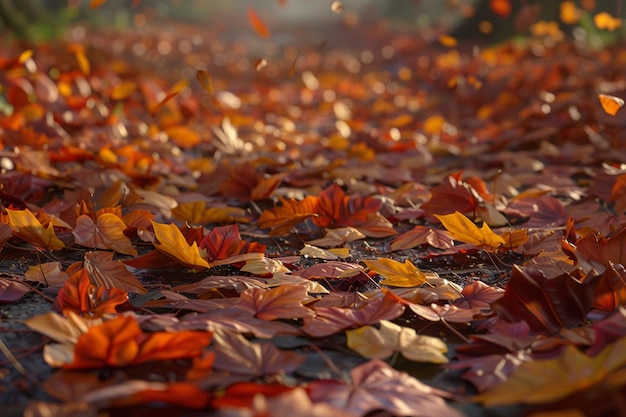 Vibrant autumn leaves crunching underfoot