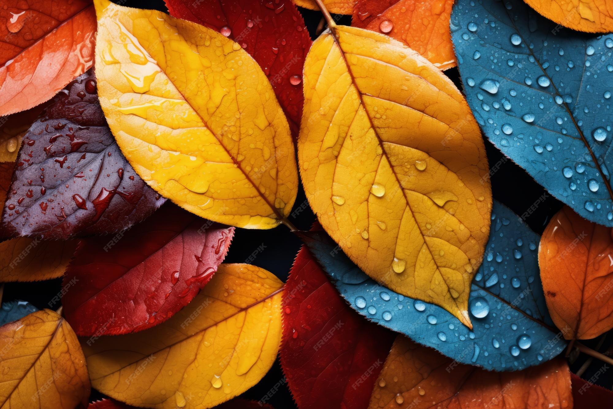 Premium AI Image  Vibrant Autumn Leaves Up Close Unveiling Nature's 