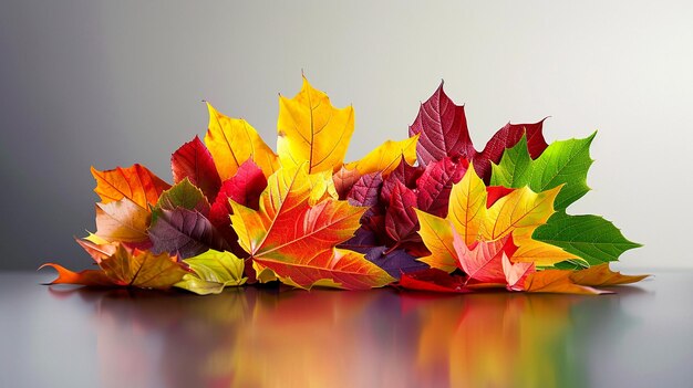 Vibrant autumn maple leaves nature beauty showcased AI Generative