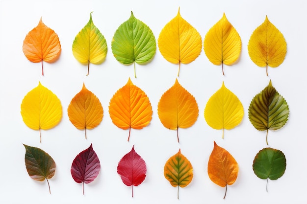 Vibrant Autumn Splendor Exquisite Spectrum of Isolated Leaves on White Background