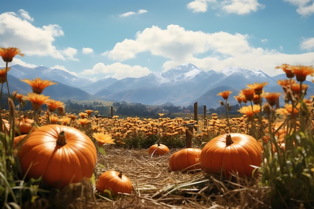 Vibrant Autumnal Pumpkin Patchscene