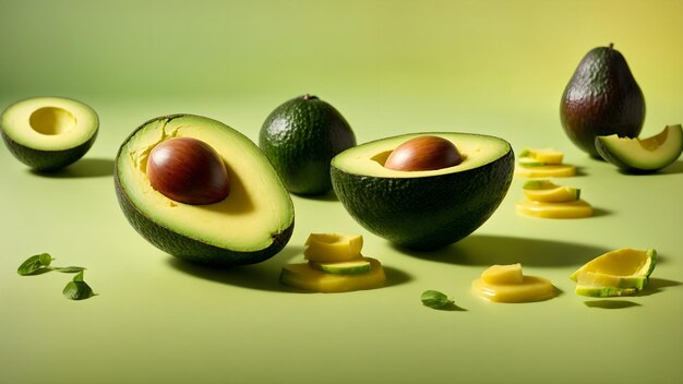 Vibrant Avocado Fruit Isolated on Green Background