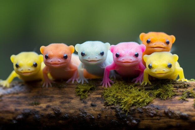 Photo vibrant axolotls displaying their striking color variations