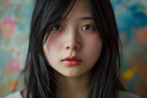 Vibrant Aziatisch meisje portret Generate Ai