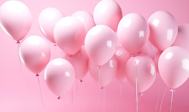 Photo vibrant balloons hover against a lively pink backdrop casting shadows and evoking festive celebrations