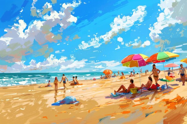 Photo a vibrant beach scene