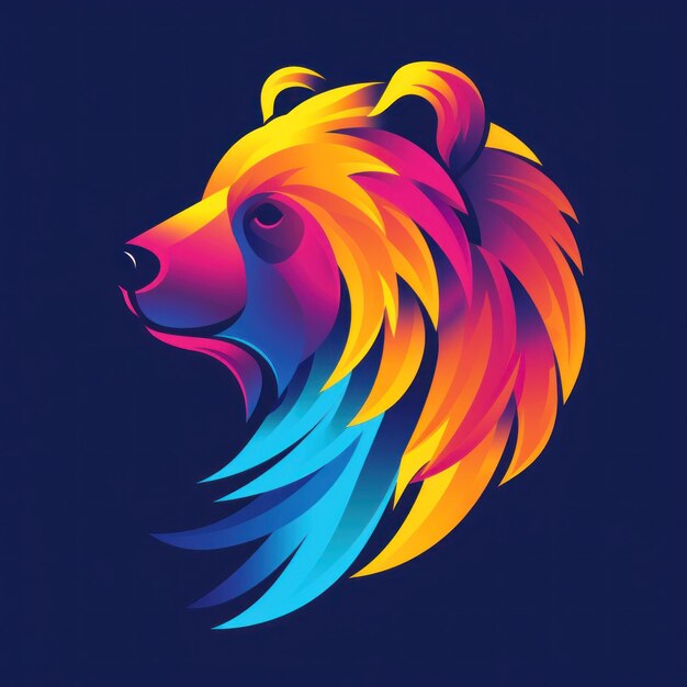 Foto logo vibrante dell'orso con colori al neon