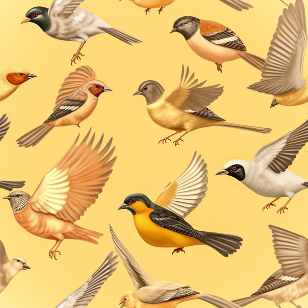 Photo vibrant birds in flight patternseamless pattern with birds