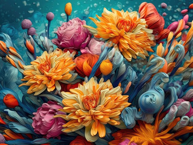 Vibrant Blooms in Abstract Artistry Generative AI