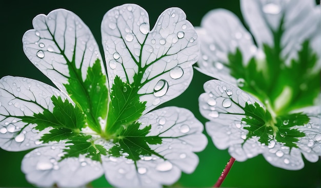 露の滴を持つ開花植物の鮮やかな花のクローズ アップ