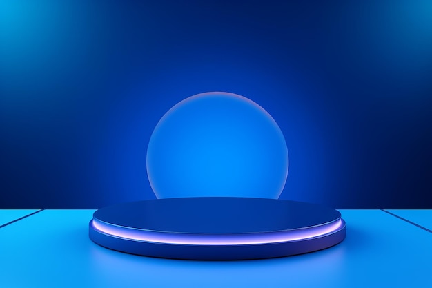 Vibrant blue circle backdrop enhancing product showcase