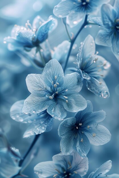 Vibrant Blue Floral Texture Background Generative AI